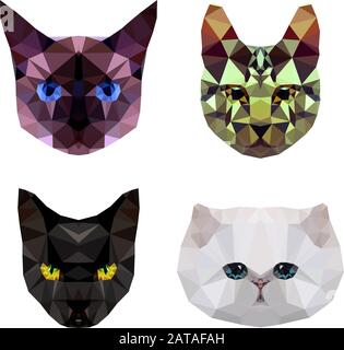 Différentes Races de chats - ensemble vectoriel de visages de Cat Illustration de Vecteur