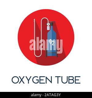Réservoir de bouteille d'oxgen pour aider à respirer l'équipement hospitalier de l'ombre longue illustration de l'icône de la photo de style plat Illustration de Vecteur