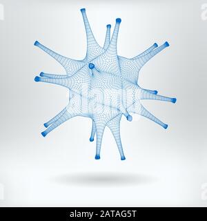 Dessin De L'Adénovirus Du Maillage Vectoriel En 3 Dimensions - Symbole De Structure Des Particules Virales - Icône De Concept D'Image De Virologie Moderne Illustration de Vecteur