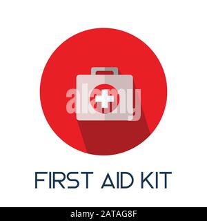 kit de premiers soins étui longue ombre plate style medic illustration d'icône Illustration de Vecteur