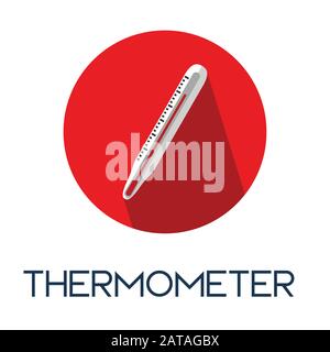 thermomètre ombre longue plate style medic icône illustration Illustration de Vecteur