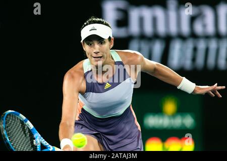 Melbourne, Australie. 1 févr. 2020. Garbine Muguruza, d'Espagne, est en action lors de la finale unique pour femmes lors du tournoi de tennis australien Open Grand Chelem de Melbourne en Australie en 2020. Frank Molter/Alay Live News Banque D'Images