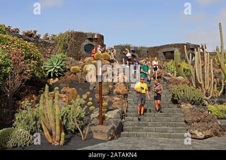 Le jardin de Cactus de Cesar Manrique, site De La Réserve de biosphère de l'UNESCO, Guatiza, Lanzarote Banque D'Images