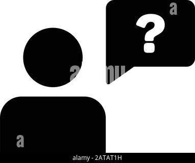 Icône personnes vecteur homme profil avatar avec point d'interrogation symbole de bulle de parole pour discussion et information signe dans le glyphe de couleur plate Illustration de Vecteur