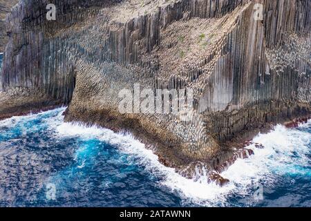 Formation de roches basaltes Los Organos, orgue Pipe Rock, près de Vallehermoso, vue aérienne, la Gomera, îles Canaries, Espagne Banque D'Images