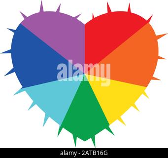 Rainbow Ray Heart Cactus Flat Vector Icône Pour L'Impression Dans Le Sens Des Aiguilles D'Une Montre C Illustration de Vecteur