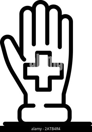 Croix médicale sur l'icône Palm style du contour, Illustration de Vecteur
