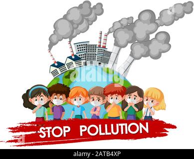 Motif poster pour arrêter la pollution avec illustration du masque de ...