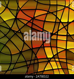 fond de mosaïque de vitraux abstraits vectoriels - vert, orange et jaune Illustration de Vecteur