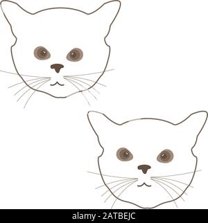 Animaux de compagnie heureux. Icône d'un chien, chiot, chat, chaton. Logo pour la clinique, le magasin, le flux. Style nouvel an et Noël. Vêtements d'hiver, écharpe et chapeau de Père Noël Illustration de Vecteur