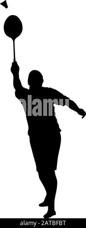 Joueur de sport. Silhouette vectorielle d'un homme qui joue au badminton Illustration de Vecteur