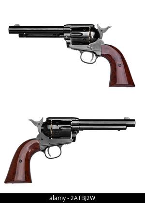 revolver pistolet classique isolé sur fond blanc Banque D'Images