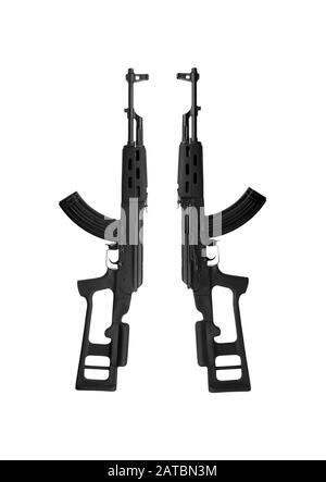La carbine soviétique dans le corps moderne isoler sur un fond blanc. Carbine automatique réglée de l'URSS. Armes pour le sport et l'autodéfense. Banque D'Images