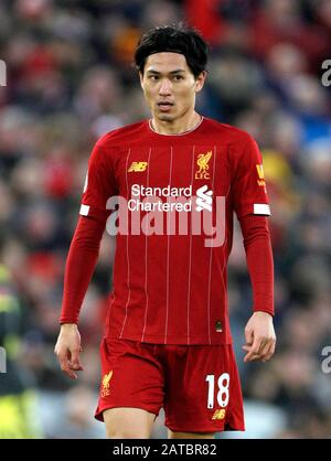 Takumi Minamino de Liverpool lors du match de la Premier League à Anfield, Liverpool. Banque D'Images