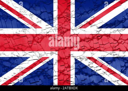 Drapeau britannique de la Grande-Bretagne ou du Royaume-Uni sur le verre brisé - concept de crise contexte Banque D'Images