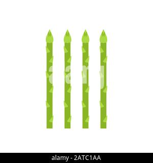 Asperges isolées sur fond blanc. Légumes frais d'asperges crus. Bouquet de quatre tiges d'asperges. Germe de légumes verts sains. Vecteur Illustration de Vecteur