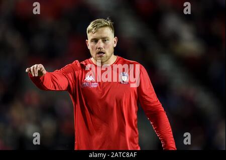 31 janvier 2020, Stade Totalement Wicked, St Helens, Angleterre; Betfred Super League, Saint Helens contre Salford Red Devils : James Greenwood (21) de Salford pendant la période de préchauffage Banque D'Images