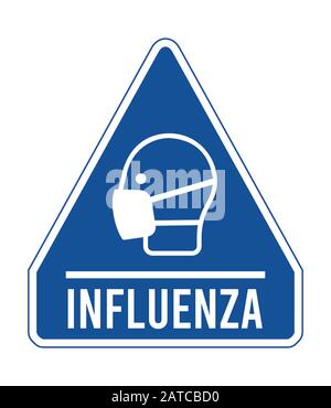 Porter un masque sanitaire pour éviter le signe de l'influenza Banque D'Images