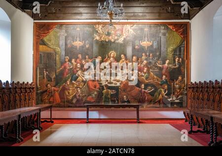 La Cène péruvienne peinture de Diego de la Puente, Basilique et couvent de San Francisco, Lima, Pérou Banque D'Images