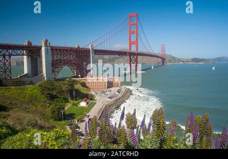 Golden Gate Bridge San Francisco De Crissy Field Banque D'Images