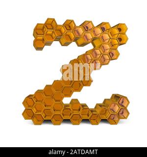 Lettre majuscule Z. Majuscule. Police nid d'abeilles orange brillant et abstraite. Rendu tridimensionnel Banque D'Images