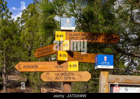 Signalisation du sentier de randonnée sur Gran Canaria Banque D'Images