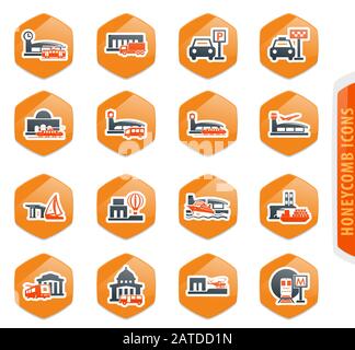 Des icônes de stations de transport public sont définies Illustration de Vecteur