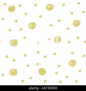 Motif sans couture avec points aléatoires peints en or dessinés à la main par marqueur. Fond à pois. Texture originale pour les imprimés, le textile, le papier peint et Illustration de Vecteur
