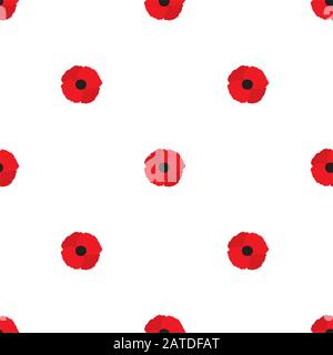 Fleurs de pavot rouge à motif sans couture. Texture florale vectorielle simple et continue à l'état plat. Illustration de Vecteur