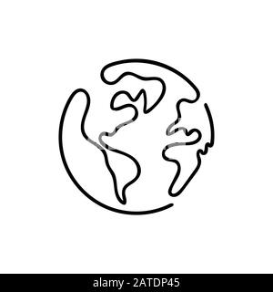 Planète Terre Line art - Un monde de style de ligne. Design vectoriel simple et moderne de style minimaliste pour affiches, dépliants, tee-shirts, cartes, invitations, autocollants Illustration de Vecteur