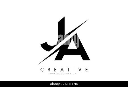 Ja J A lettre logo Design avec un Creative Cut. Logo créatif... Illustration de Vecteur