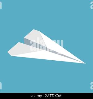 Icône de plan de papier isolée sur fond bleu. Symbole d'un avion d'origine paponcraft de style plat. Illustration vectorielle EPS8. Illustration de Vecteur