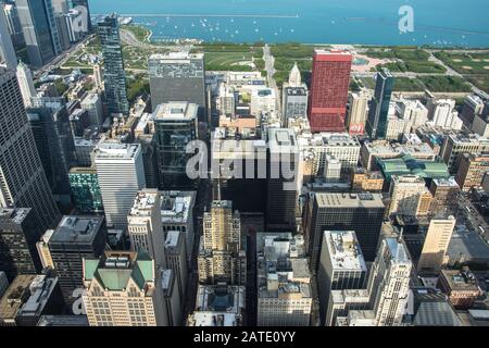 Vers Chicago, États-Unis. Paysage urbain arrière-plan Banque D'Images