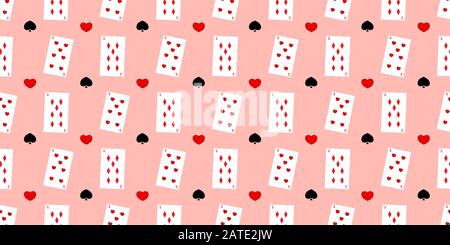 Motif transparent avec cartes de jeu. Fond rose. Thème Alice in Wonderland. Casino. Jeu. Illustration de Vecteur