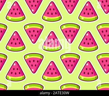 Watermelon slice seamless pattern. Mignon et simple fond de fruits tropicaux cartoon, illustration vectorielle. Illustration de Vecteur