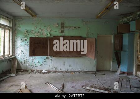 Une école à Pripyat Ukraine vue intérieure Banque D'Images