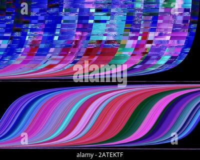 Défilement des lignes VHS, superposition d'écran pixellisée, couleurs rvb Banque D'Images