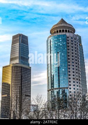 Pékin, CHINE 24.022019: Quartier central des affaires - CBD City Skyline. Gratte-ciel modernes dans le centre financier DE PÉKIN. Banque D'Images