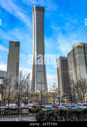 Pékin, CHINE 24.022019: Quartier central des affaires - CBD City Skyline. Gratte-ciel modernes dans le centre financier DE PÉKIN. Banque D'Images