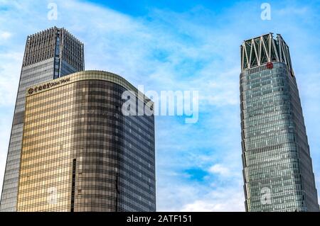 Pékin, CHINE 24.022019: Quartier central des affaires - CBD City Skyline. Gratte-ciel modernes dans le centre financier DE PÉKIN. Banque D'Images