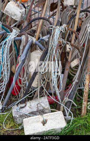 Filets de pêche avec flotteurs et corks Banque D'Images