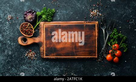 Arrière-plan de la nourriture végétarienne. Vue de dessus. Espace libre pour votre texte. Banque D'Images