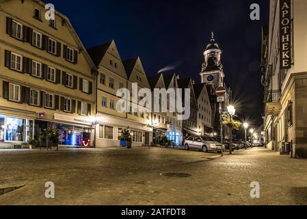 Hechingen, Bade-Wurtemberg, Allemagne, 14 septembre 2019, Nuit de la place de marché de Hechingen dans le Bade-Wurtemberg, Allemagne Banque D'Images