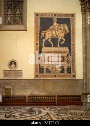 Monument équestre de Niccolò da Tolentino, fresque d'Andrea del Castagno, Duomo de Florence Banque D'Images