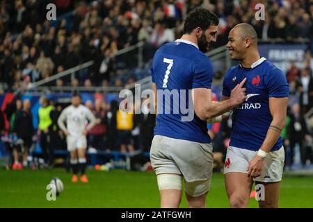 Saint Denis, Seine Saint Denis, France. 2 février 2020. The Flanker of French Team CHARLES OLLIVION en action lors du tournoi Guinness Six Nations Rugby entre la France et l'Angleterre au Stade de France - St Denis - France. La France A Remporté 24-17 Crédits : Pierre Stevenin/Zuma Wire/Alay Live News Banque D'Images