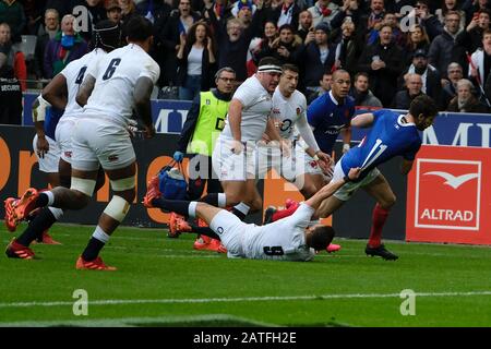 Saint Denis, Seine Saint Denis, France. 2 février 2020. L'aile de l'équipe française VINCENT RATTEZ en action lors du tournoi Guinness Six Nations Rugby entre la France et l'Angleterre au Stade de France - St Denis - France. La France A Remporté 24-17 Crédits : Pierre Stevenin/Zuma Wire/Alay Live News Banque D'Images