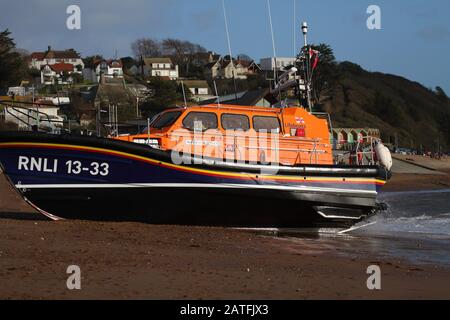 RNLI Exmouth canot de sauvetage Bridie O'Shea, sur l'exercice à Exmouth, Devon Banque D'Images