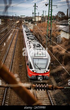 Les trains de l'État hongrois partent de la gare de Rákos Banque D'Images