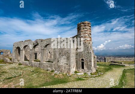 Ruine de l'église médiévale de St Sephen à forteresse Rozafa dans Shkodra (Shkoder), l'Albanie Banque D'Images