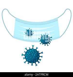 Image d'un masque médical protégeant contre le coronavirus et les virus. Illustration plate de la caricature vectorielle. Illustration de Vecteur